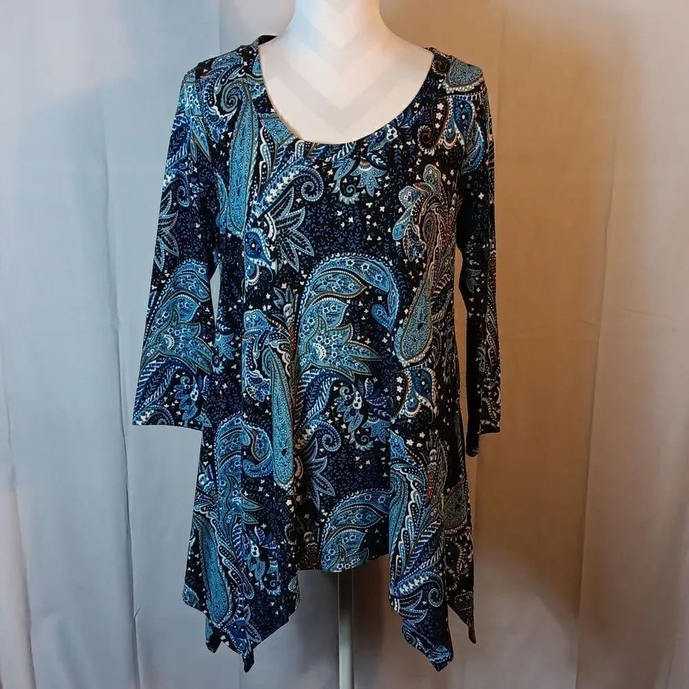 Premise Paisley Asymmetrical Tunic Top